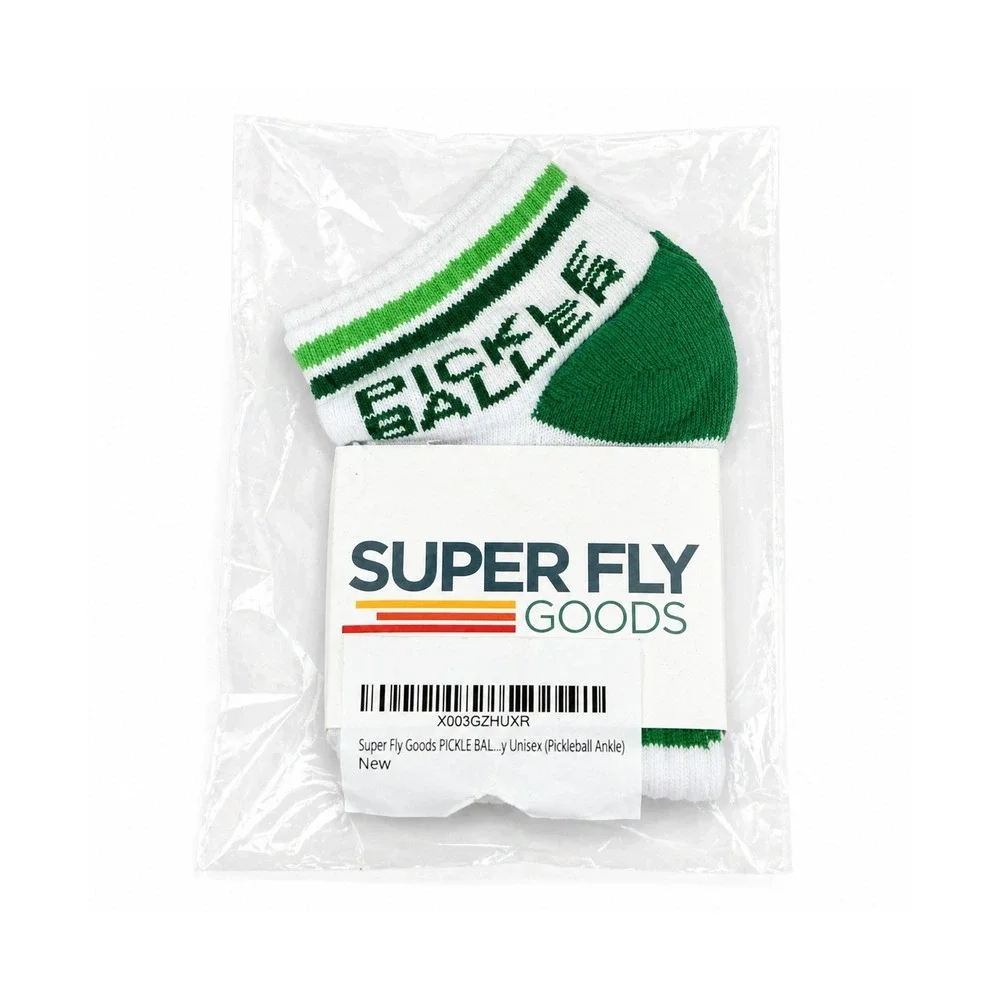 Super Fly Goods Pickleball Baller Crew Socks White Green Athletic Unisex‎ NIP